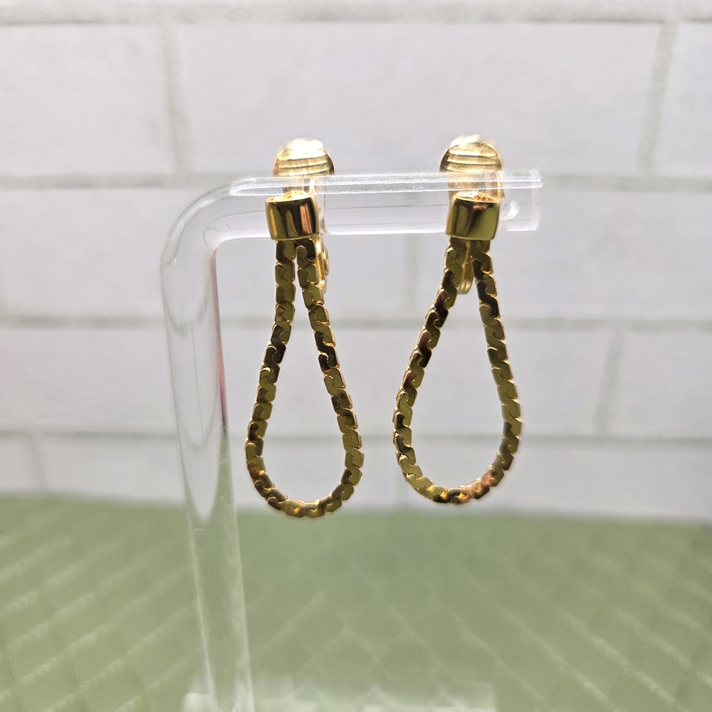 972. Vintage Monet Gold-Tone Loop Drop Earrings